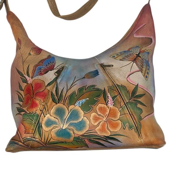 Anuschka Handbags - Anuschka Hand painted Leather Satchel Bag in Butterfly Floral